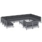 vidaXL Juego de muebles de jardín 13 pzas y cojines madera pino gris vidaXL Juego de muebles de jardín 13 pzas y cojines madera pino gris