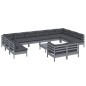 vidaXL Juego de muebles de jardín 13 pzas y cojines madera pino gris vidaXL Juego de muebles de jardín 13 pzas y cojines madera pino gris