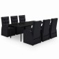 vidaXL Juego de comedor de jardín 7 piezas con cojines negro vidaXL Juego de comedor de jardín 7 piezas con cojines negro