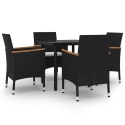 vidaXL Set comedor de jardín 5 pzas y cojines ratán sintético y vidrio