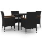 vidaXL Set comedor de jardín 5 pzas y cojines ratán sintético y vidrio vidaXL Set comedor de jardín 5 pzas y cojines ratán sintético y vidrio
