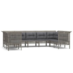 vidaXL Set de muebles de jardín 9 pzas y cojines ratán sintético gris