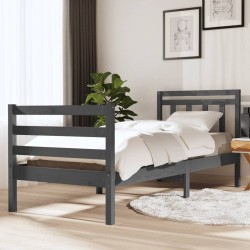 vidaXL Estructura de cama de madera maciza gris 90x200 cm