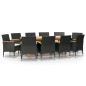 vidaXL Juego de comedor de jardín 11 piezas con cojines negro