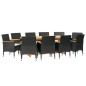 vidaXL Juego de comedor de jardín 11 piezas con cojines negro
