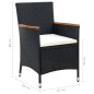 vidaXL Juego de comedor de jardín 11 piezas con cojines negro