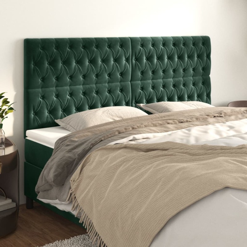 vidaXL Cabeceros 4 unidades de terciopelo verde oscuro 90x7x78/88 cm vidaXL Cabeceros 4 unidades de terciopelo verde oscuro 90x7x78/88 cm