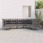 vidaXL Set de muebles de jardín 7 pzas y cojines ratán sintético gris vidaXL Set de muebles de jardín 7 pzas y cojines ratán sintético gris