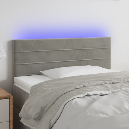 vidaXL Cabecero con LED de terciopelo gris claro 100x5x78/88 cm