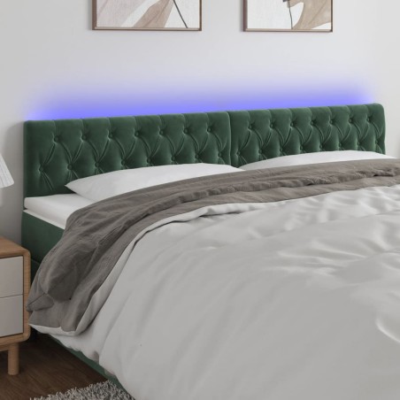 vidaXL Cabecero con LED de terciopelo verde oscuro 180x7x78/88 cm