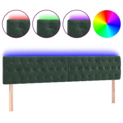 vidaXL Cabecero con LED de terciopelo verde oscuro 180x7x78/88 cm