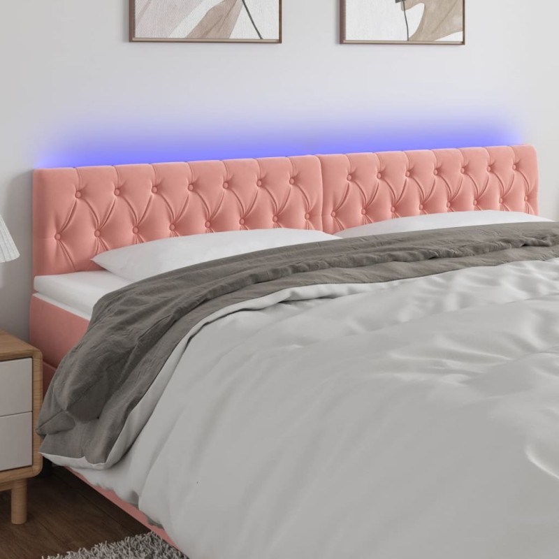 vidaXL Cabecero con LED de terciopelo rosa 180x7x78/88 cm vidaXL Cabecero con LED de terciopelo rosa 180x7x78/88 cm