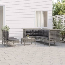 vidaXL Set de muebles de jardín 8 pzas y cojines ratán sintético gris