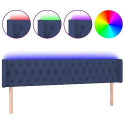 vidaXL Cabecero con LED de tela azul 203x16x78/88 cm