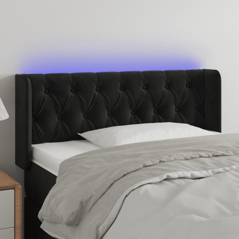 vidaXL Cabecero con LED de terciopelo negro 103x16x78/88 cm vidaXL Cabecero con LED de terciopelo negro 103x16x78/88 cm