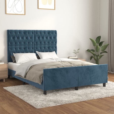 vidaXL Estructura cama con cabecero terciopelo azul oscuro 140x200 cm