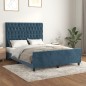 vidaXL Estructura cama con cabecero terciopelo azul oscuro 140x200 cm