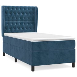 vidaXL Cama box spring con colchón terciopelo azul oscuro 100x200 cm