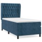vidaXL Cama box spring con colchón terciopelo azul oscuro 100x200 cm vidaXL Cama box spring con colchón terciopelo azul oscuro 100x200 cm