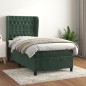 vidaXL Cama box spring con colchón terciopelo verde oscuro 90x190 cm