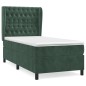 vidaXL Cama box spring con colchón terciopelo verde oscuro 90x190 cm