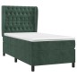 vidaXL Cama box spring con colchón terciopelo verde oscuro 90x190 cm