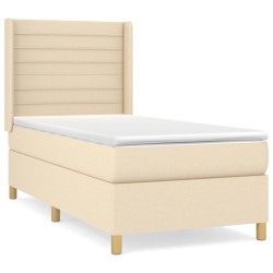 vidaXL Cama box spring con colchón tela color crema 80x200 cm