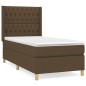 vidaXL Cama box spring con colchón tela marrón oscuro 90x190 cm vidaXL Cama box spring con colchón tela marrón oscuro 90x190 cm