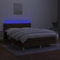 vidaXL Cama box spring colchón luces LED tela marrón oscuro 140x190 cm vidaXL Cama box spring colchón luces LED tela marrón oscuro 140x190 cm