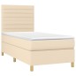vidaXL Cama box spring colchón y luces LED tela crema 80x200 cm