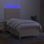 vidaXL Cama box spring colchón y luces LED tela crema 80x200 cm