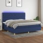 vidaXL Cama box spring colchón y luces LED tela azul 200x200 cm vidaXL Cama box spring colchón y luces LED tela azul 200x200 cm