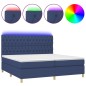 vidaXL Cama box spring colchón y luces LED tela azul 200x200 cm vidaXL Cama box spring colchón y luces LED tela azul 200x200 cm