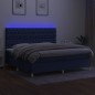 vidaXL Cama box spring colchón y luces LED tela azul 200x200 cm vidaXL Cama box spring colchón y luces LED tela azul 200x200 cm