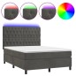 vidaXL Cama box spring colchón y LED terciopelo gris oscuro 140x200 cm vidaXL Cama box spring colchón y LED terciopelo gris oscuro 140x200 cm