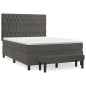 vidaXL Cama box spring con colchón terciopelo gris oscuro 140x200 cm
