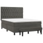 vidaXL Cama box spring con colchón terciopelo gris oscuro 140x200 cm