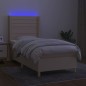 vidaXL Cama box spring colchón y luces LED tela crema 80x200 cm vidaXL Cama box spring colchón y luces LED tela crema 80x200 cm