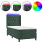 vidaXL Cama box spring colchón y LED terciopelo verde oscuro 90x190 cm vidaXL Cama box spring colchón y LED terciopelo verde oscuro 90x190 cm