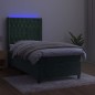 vidaXL Cama box spring colchón y LED terciopelo verde oscuro 90x190 cm vidaXL Cama box spring colchón y LED terciopelo verde oscuro 90x190 cm