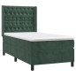 vidaXL Cama box spring colchón y LED terciopelo verde oscuro 90x190 cm vidaXL Cama box spring colchón y LED terciopelo verde oscuro 90x190 cm
