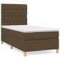 vidaXL Cama box spring con colchón tela marrón oscuro 90x190 cm vidaXL Cama box spring con colchón tela marrón oscuro 90x190 cm