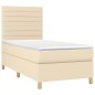 vidaXL Cama box spring con colchón tela color crema 80x200 cm vidaXL Cama box spring con colchón tela color crema 80x200 cm