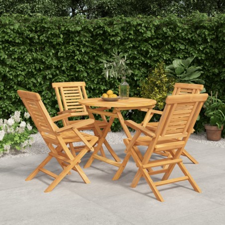 vidaXL Juego de comedor para jardín 5 piezas madera maciza de teca