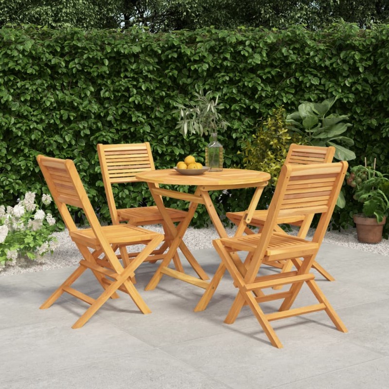 vidaXL Juego de comedor para jardín 5 piezas madera maciza de teca vidaXL Juego de comedor para jardín 5 piezas madera maciza de teca