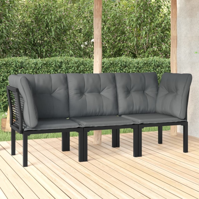 vidaXL Juego de muebles jardín 3 pzas ratán sintético negro y gris