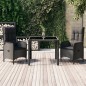 vidaXL Set comedor de jardín 3 pzas con cojines ratán sintético negro vidaXL Set comedor de jardín 3 pzas con cojines ratán sintético negro