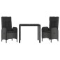 vidaXL Set comedor de jardín 3 pzas con cojines ratán sintético negro vidaXL Set comedor de jardín 3 pzas con cojines ratán sintético negro