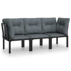 vidaXL Juego de muebles jardín 3 pzas ratán sintético negro y gris