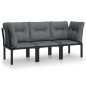 vidaXL Juego de muebles jardín 3 pzas ratán sintético negro y gris